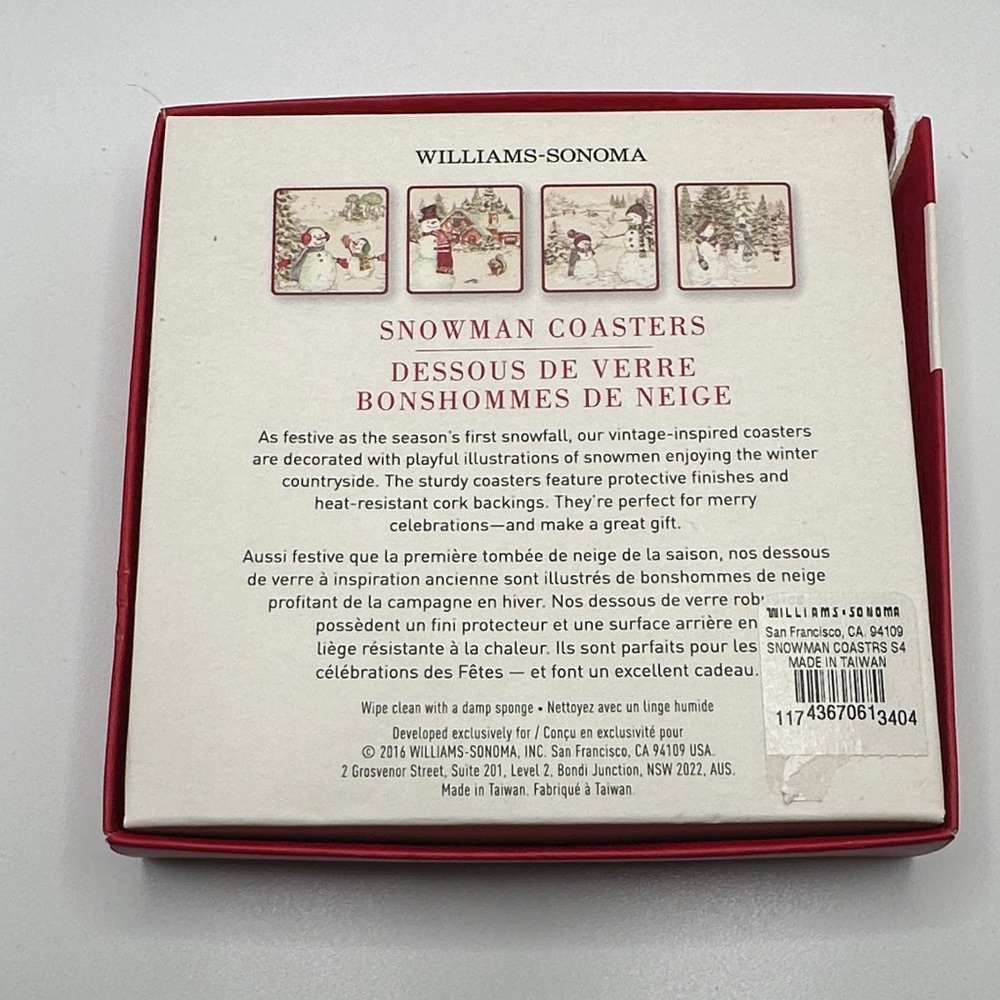 Williams Sonoma Festive Snowman Coasters Set - Picture 6 of 6